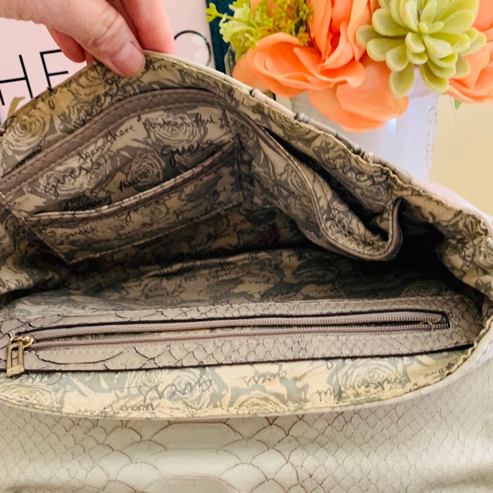 Guess Otilia Half Flap Python Embossed Handbag - image 6